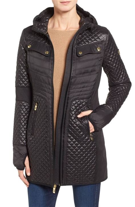 michael kors mixed media quilted jacket|Michael Kors quilted jackets women's.